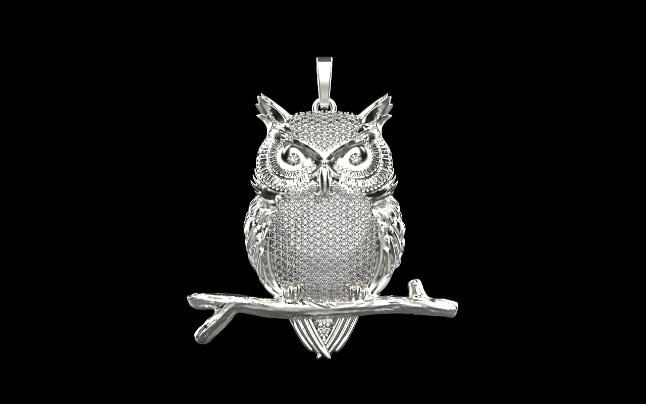 owl pendant model 1270 3D print model_13