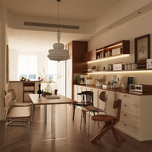 Modern and traditional Chinese style home restaurant 3D model