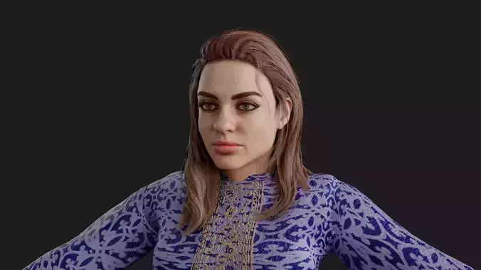 Realistic Female Character in Traditional Dress