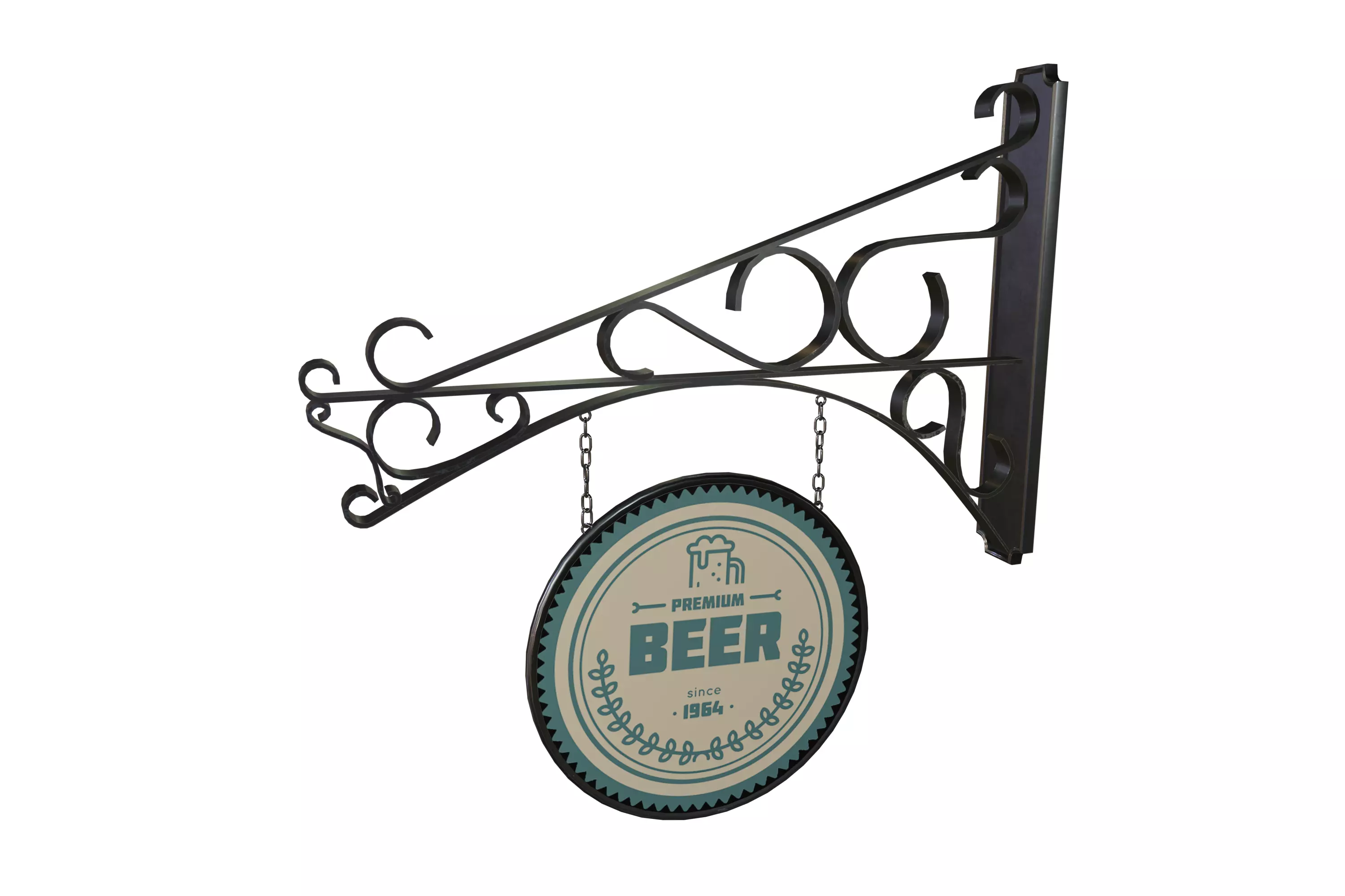 Vintage Hanging Beer Sign 3D model