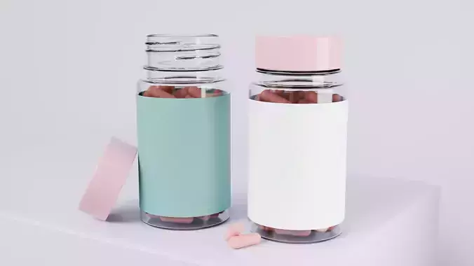 Plastic Cosmetic or Medicine Jar Bottle 3D model