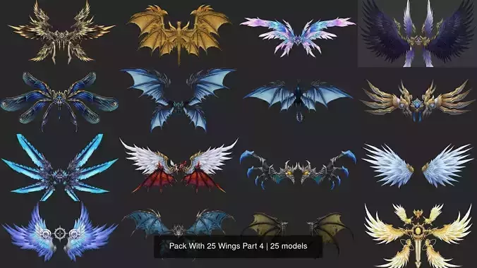 Pack With 25 Wings Part 4 3D Model Collection