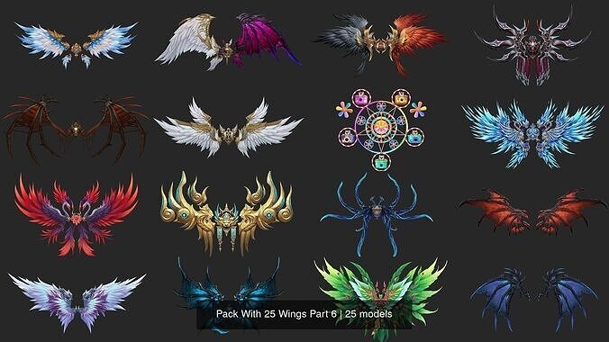 Pack With 25 Wings Part 6 3D Model Collection