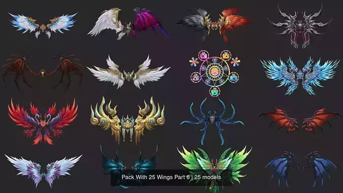 Pack With 25 Wings Part 6 3D Model Collection