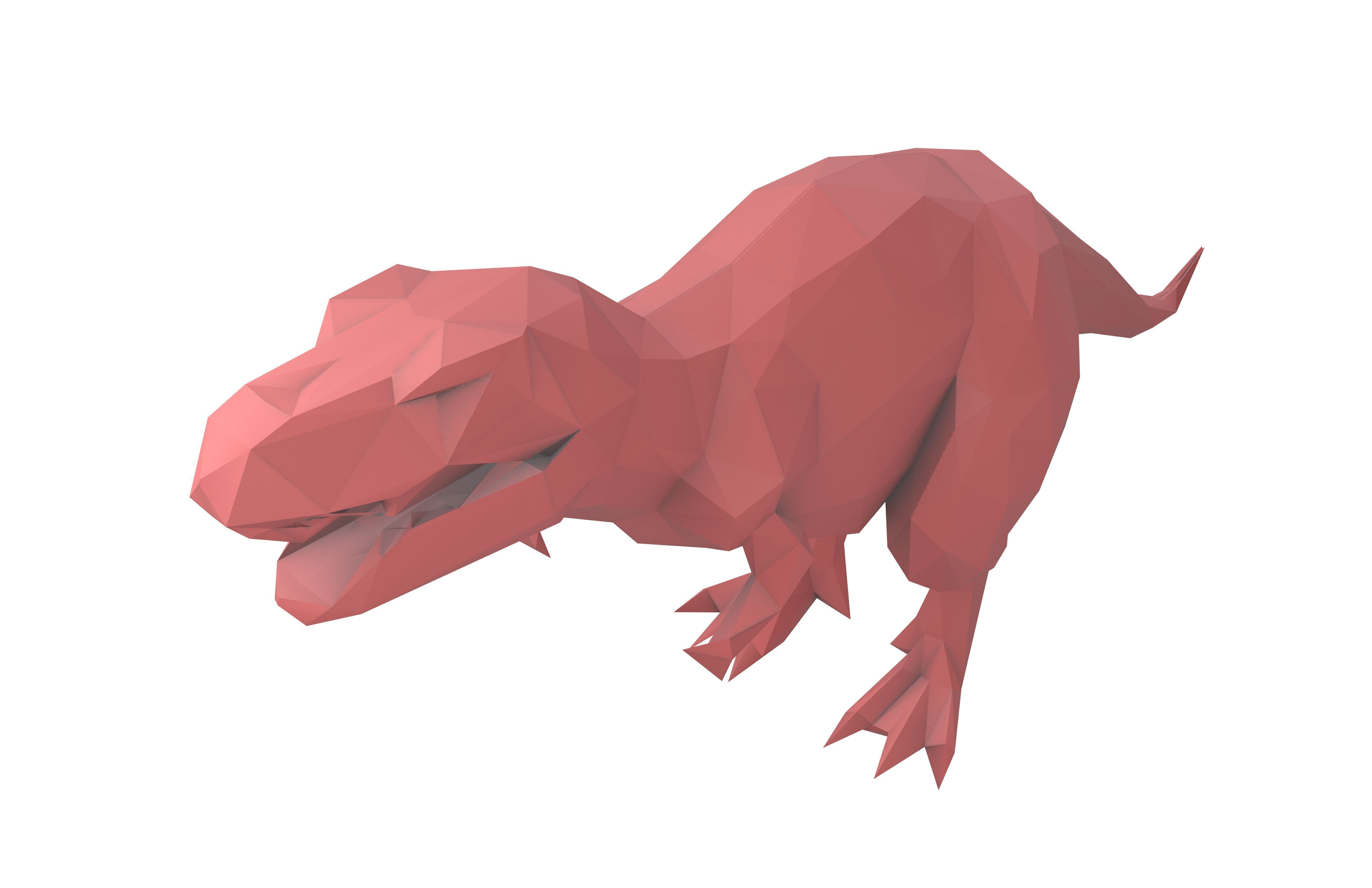 Low Poly Tyrannosaurus Statue v1 001 Low-poly 3D model_2