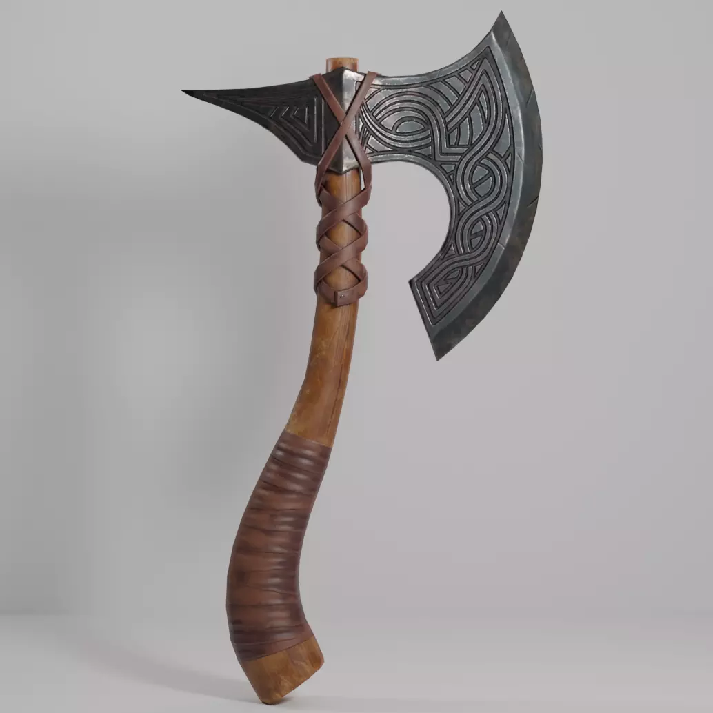 Viking Axe Low-poly 3D model_0