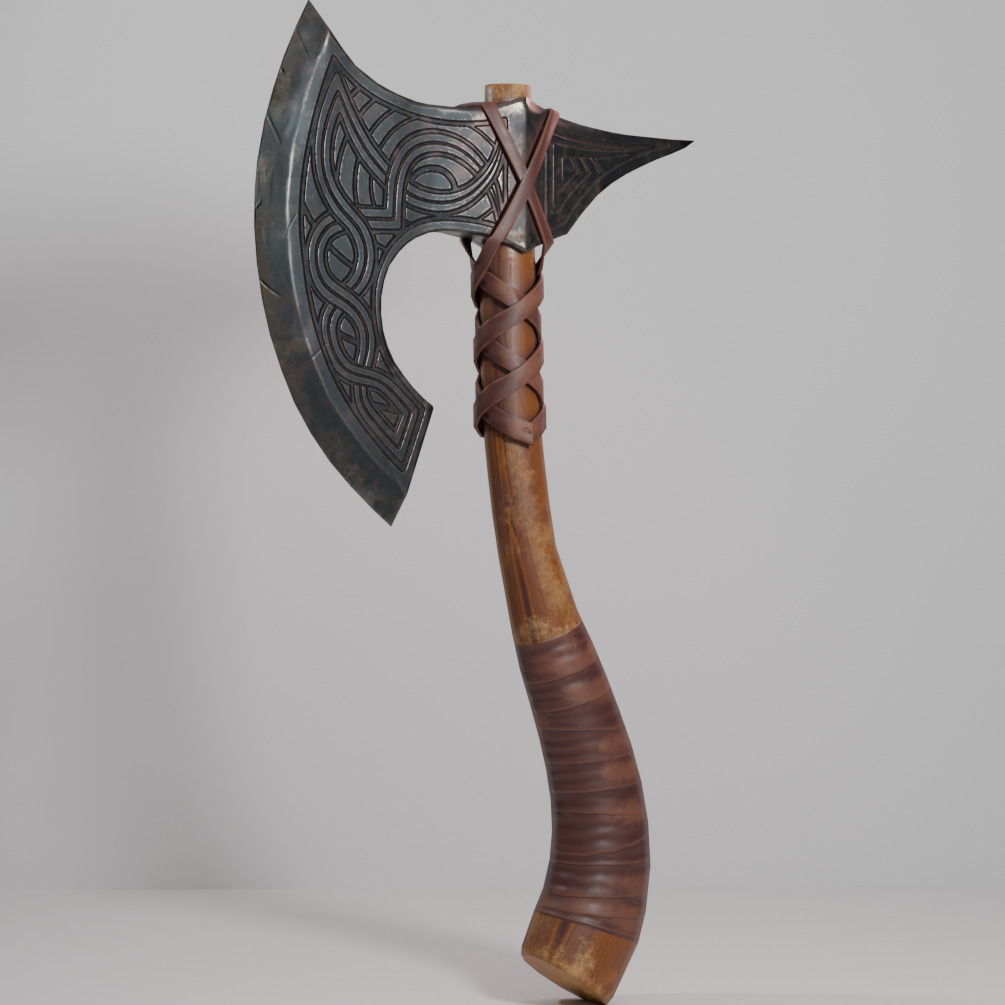 Viking Axe Low-poly 3D model_1