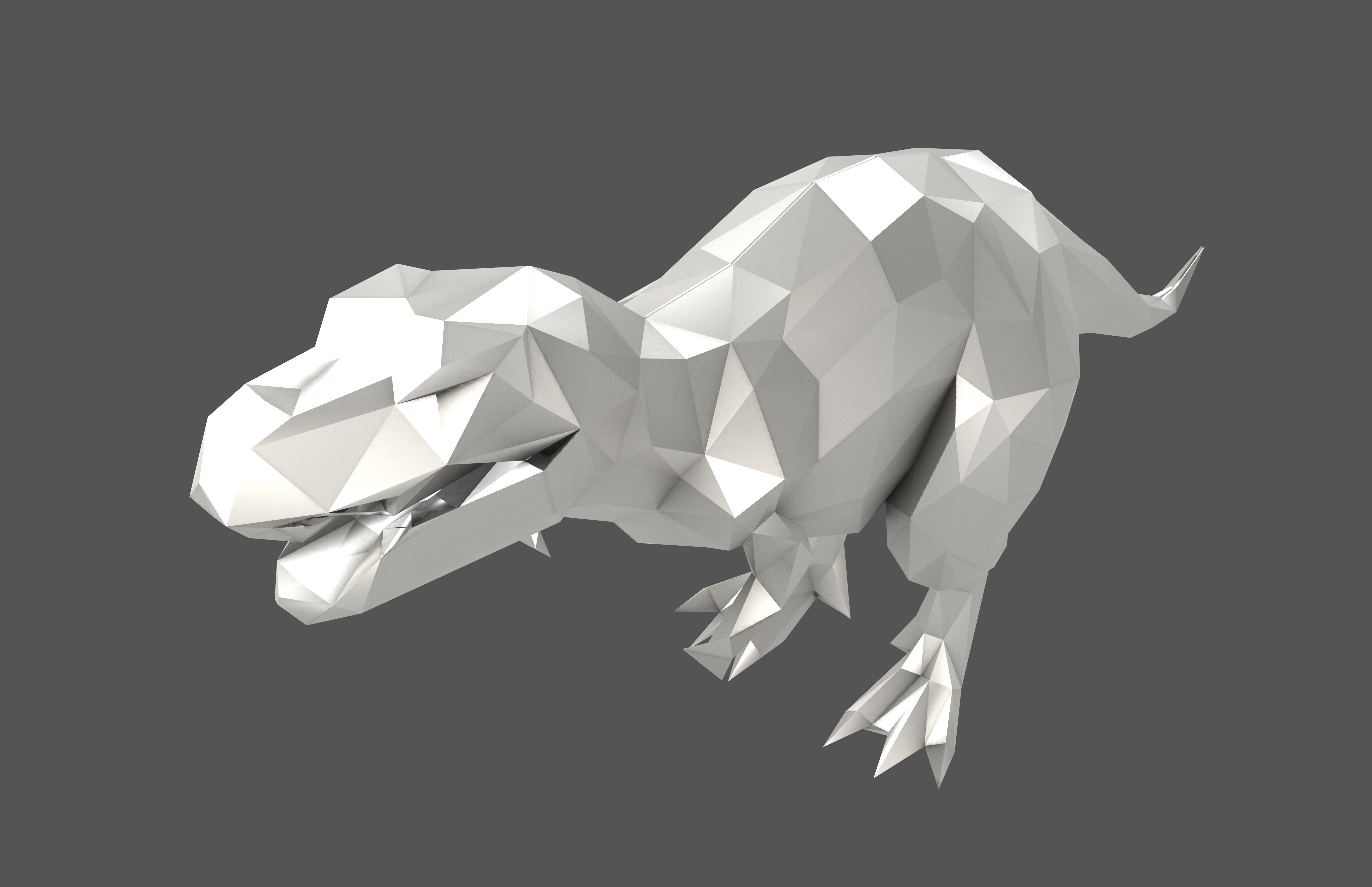 Low Poly Tyrannosaurus Statue v1 003 Low-poly 3D model_2