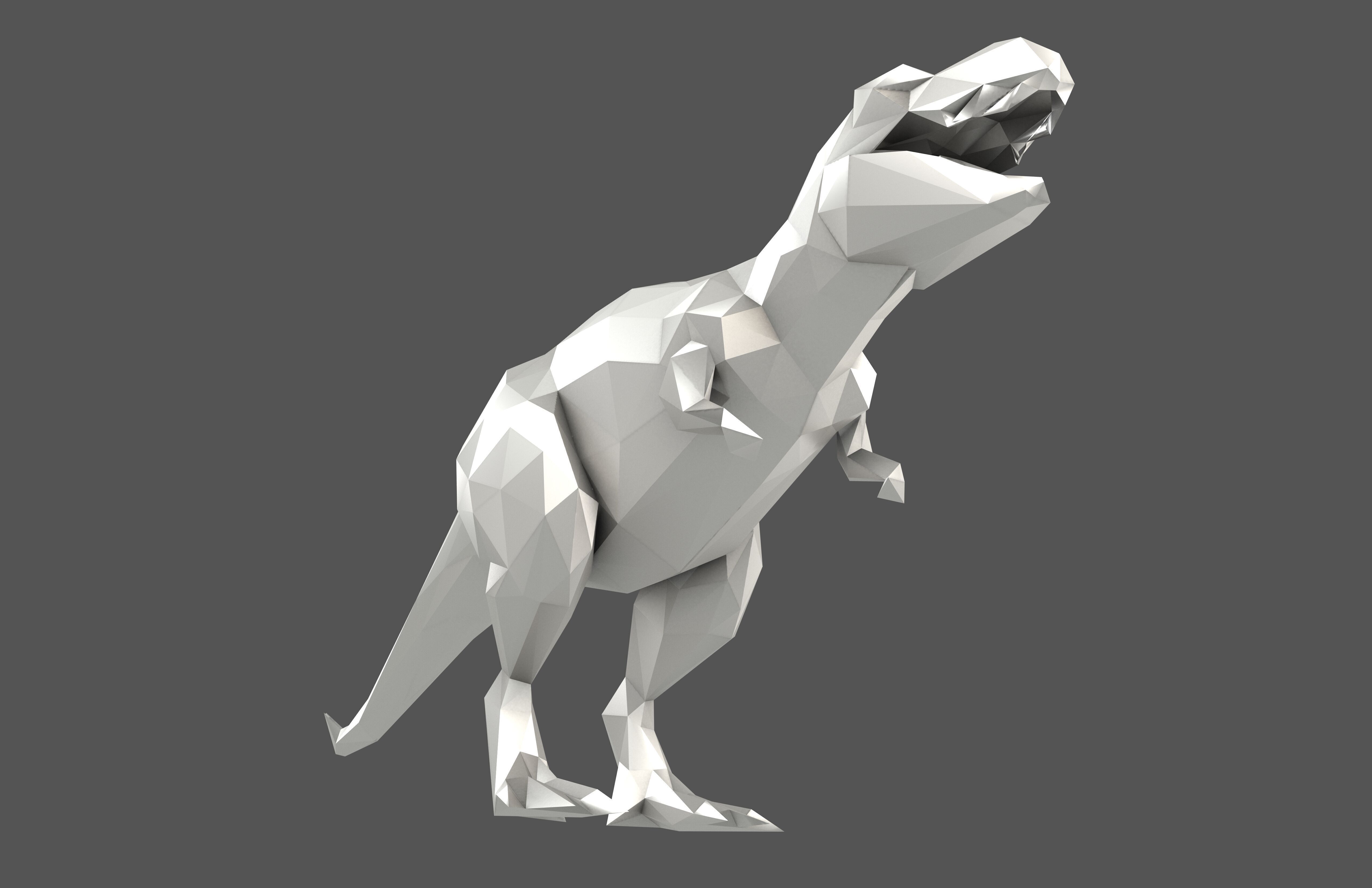 Low Poly Tyrannosaurus Statue v1 003 Low-poly 3D model_3