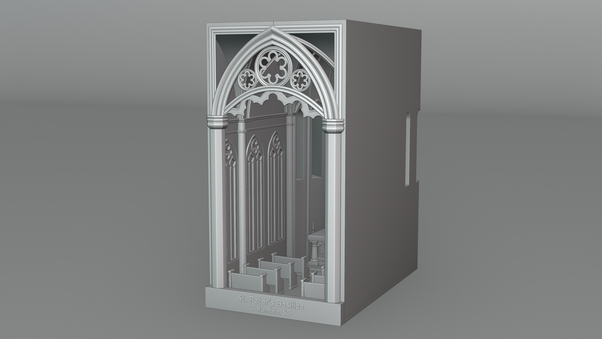Cathedral Book Nook 3D print model_4