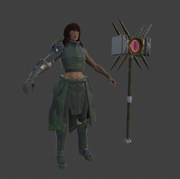 Female Warrior Low-poly 3D model_1