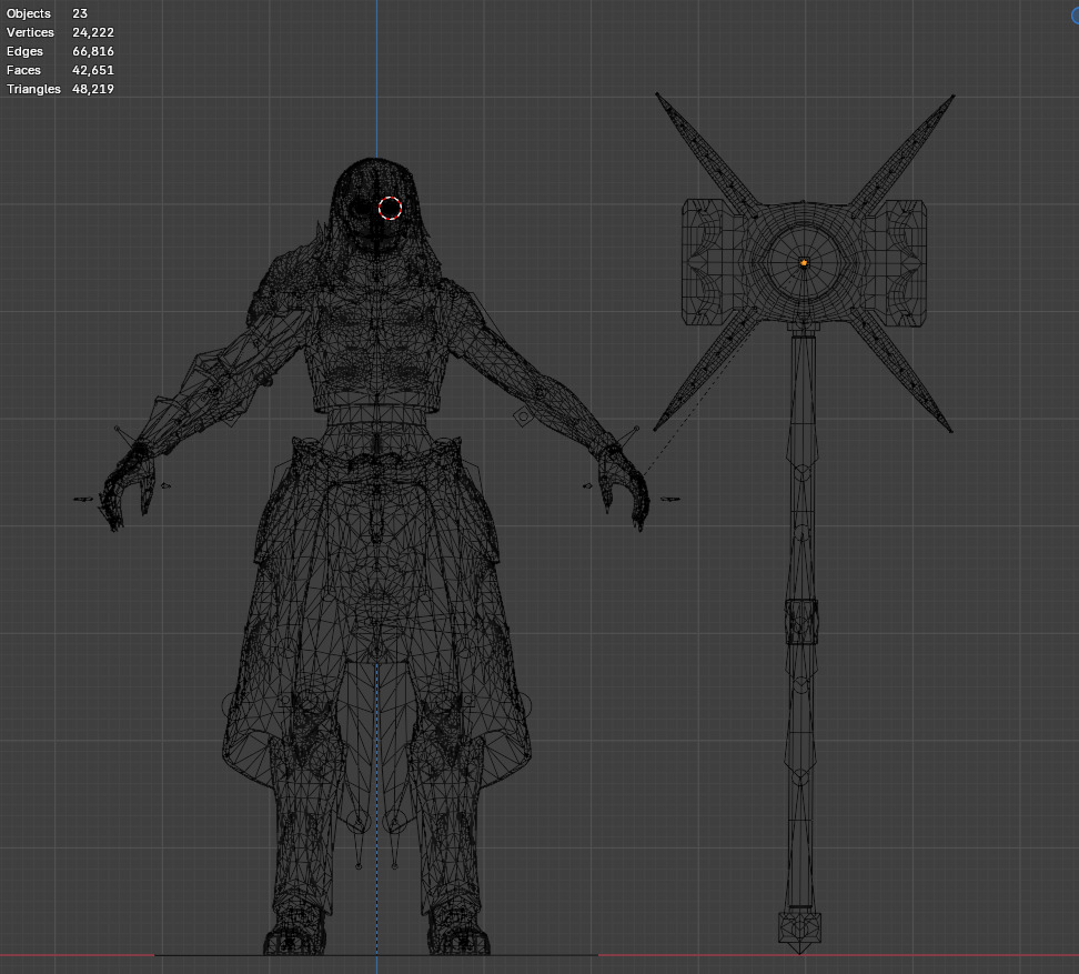 Female Warrior Low-poly 3D model_4