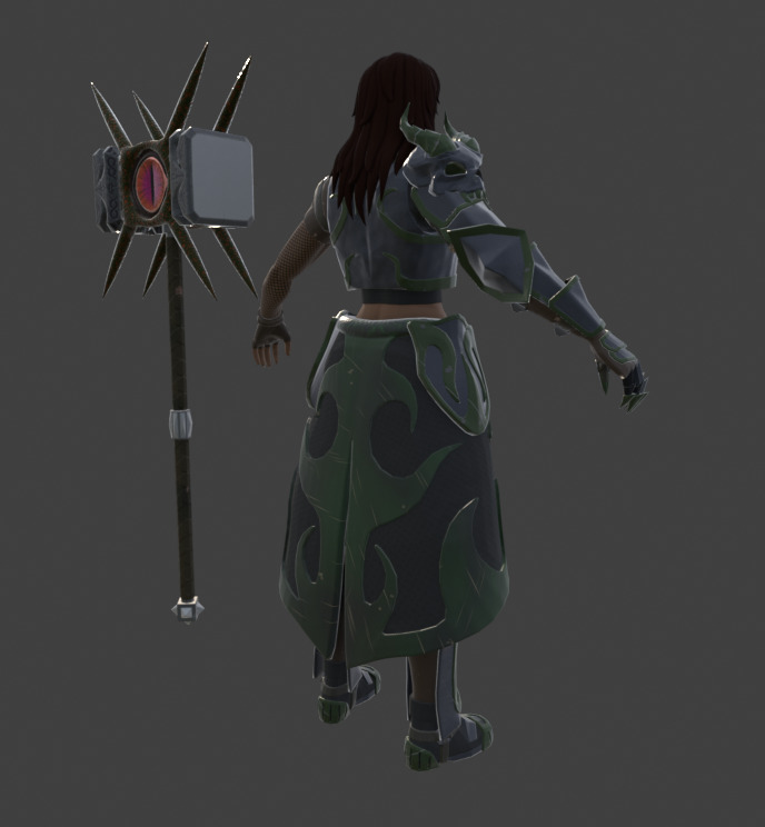 Female Warrior Low-poly 3D model_2