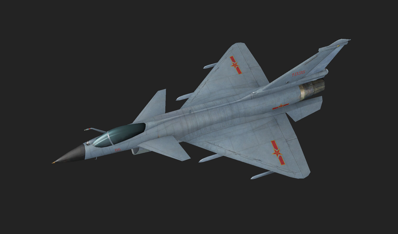 Chinese J-10B fighter jet Hand painted game model Low-poly 3D model_16