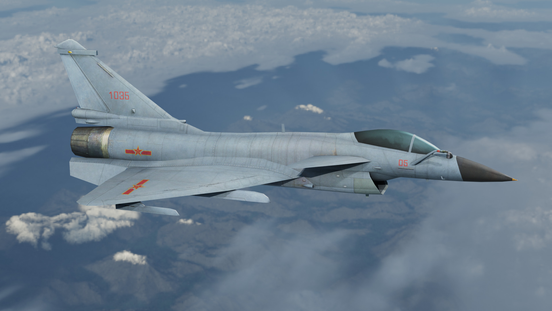 Chinese J-10B fighter jet Hand painted game model Low-poly 3D model_2