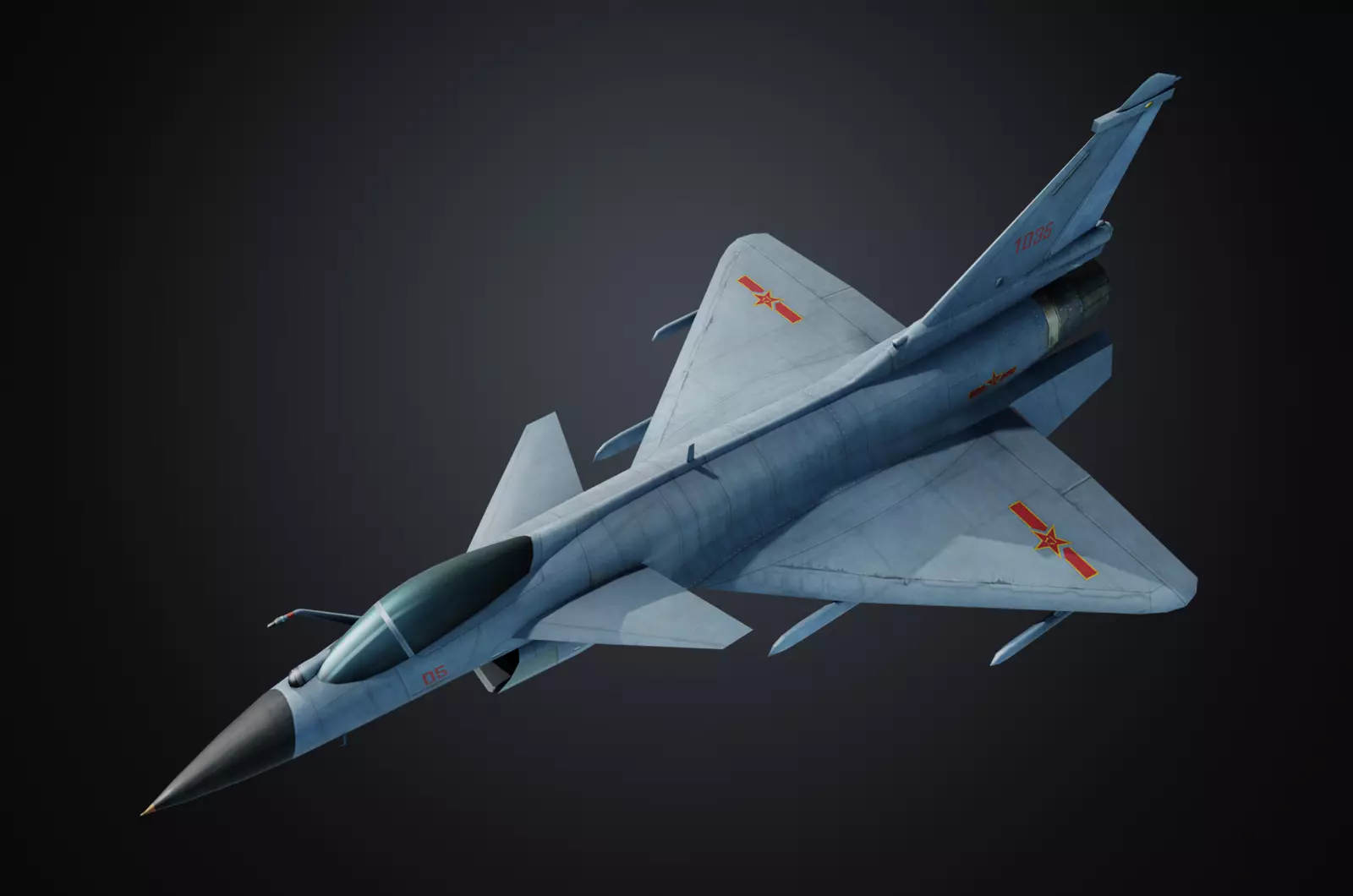Chinese J-10B fighter jet Hand painted game model Low-poly 3D model_0