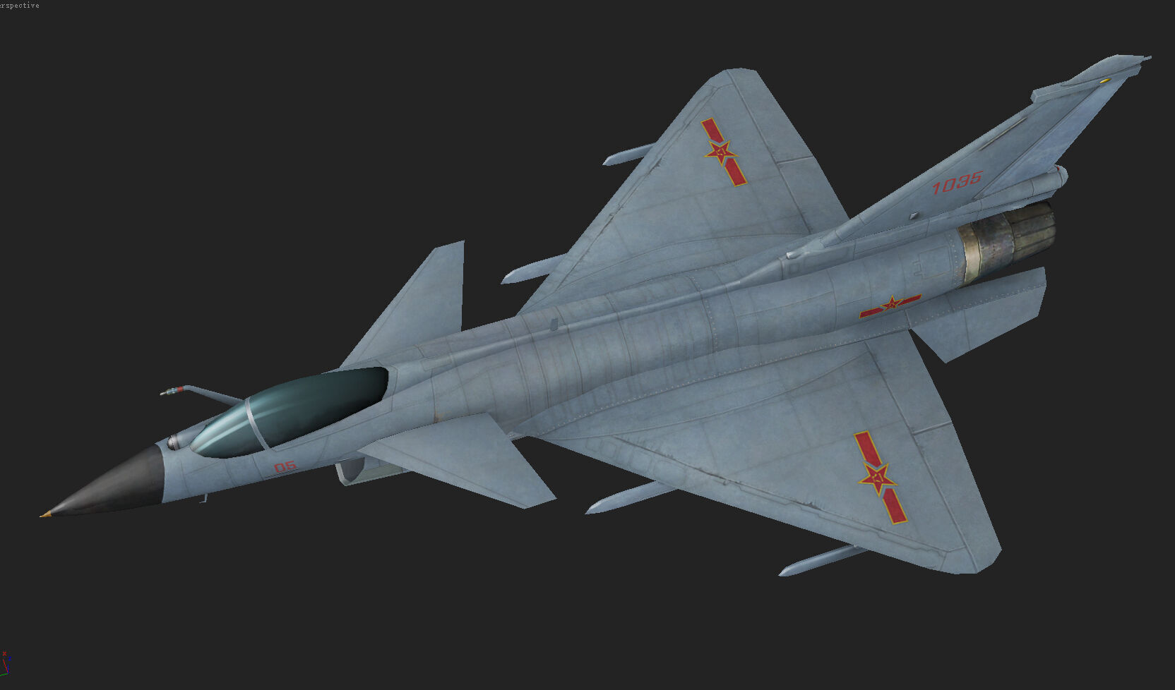 Chinese J-10B fighter jet Hand painted game model Low-poly 3D model_10