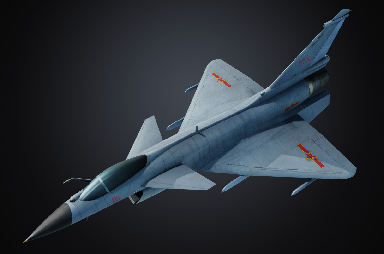 Chinese J-10B fighter jet Hand painted game model Low-poly 3D model_19
