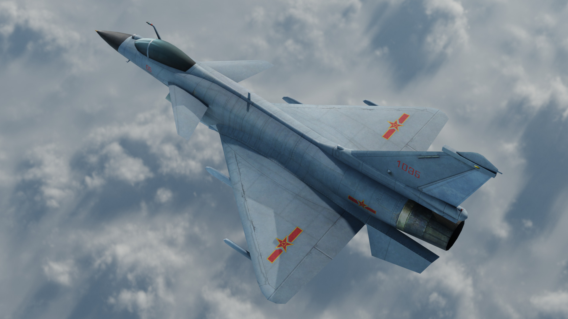 Chinese J-10B fighter jet Hand painted game model Low-poly 3D model_6