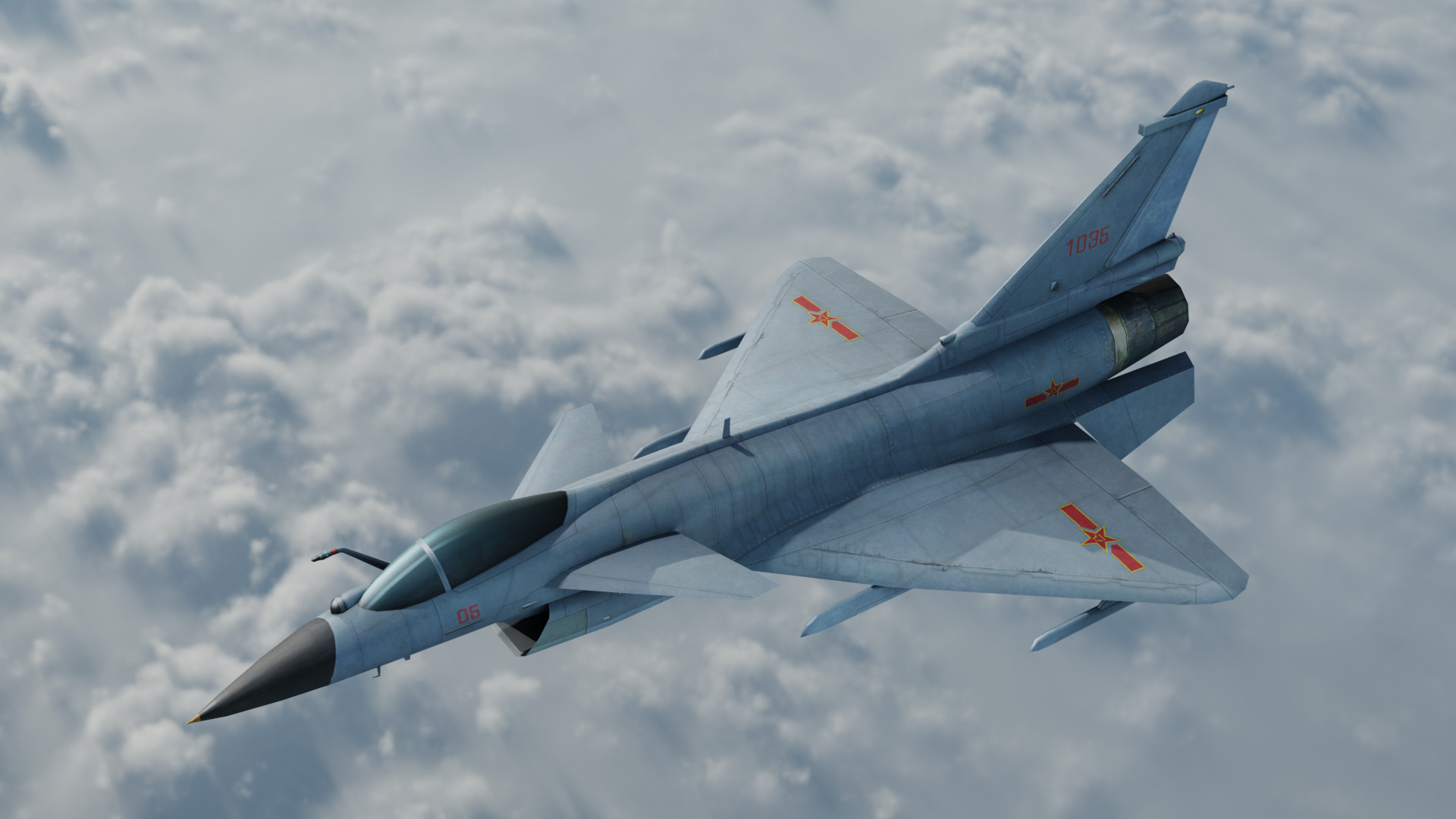 Chinese J-10B fighter jet Hand painted game model Low-poly 3D model_1