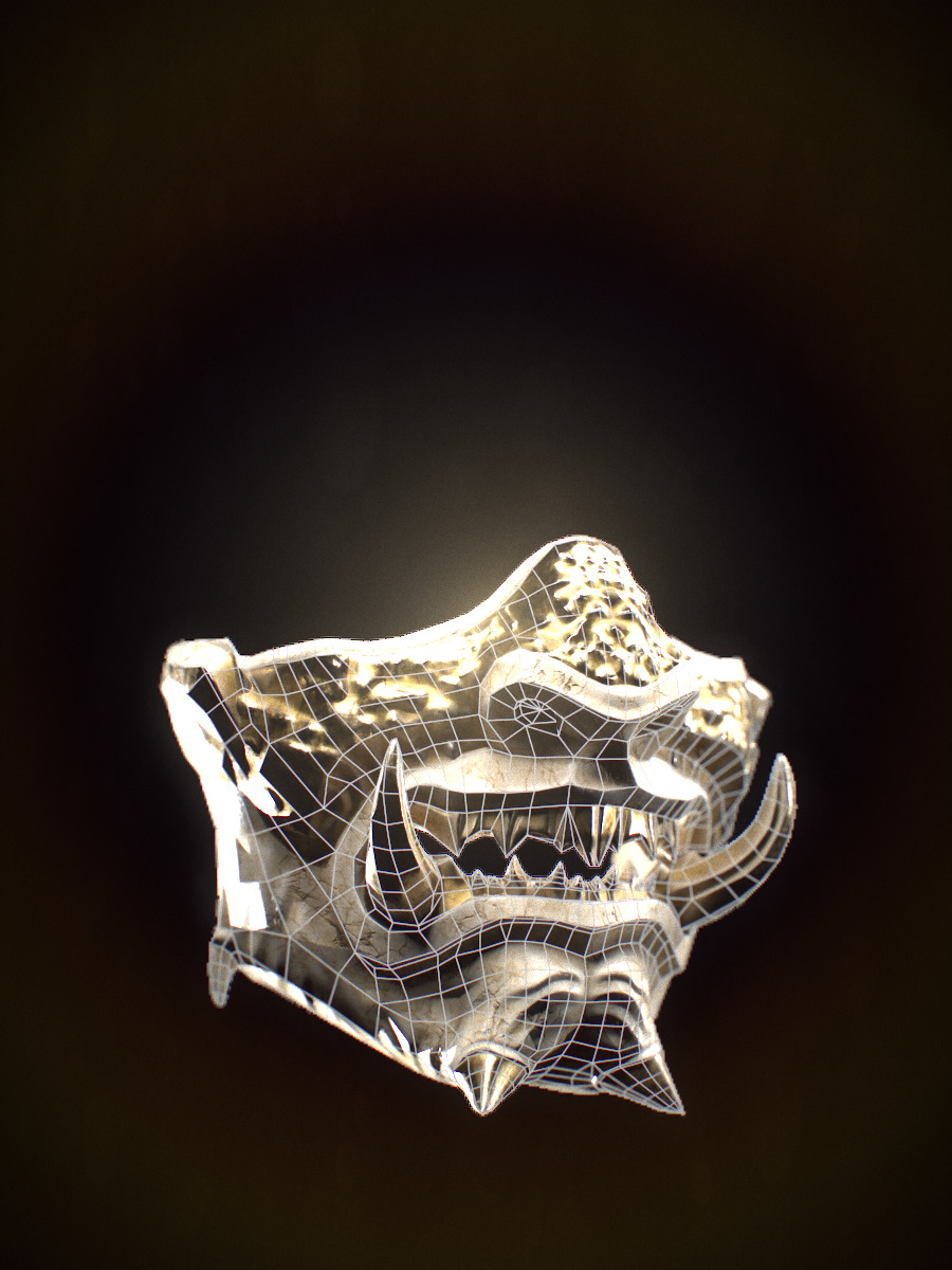 Samurai Mask Low-poly 3D model_6