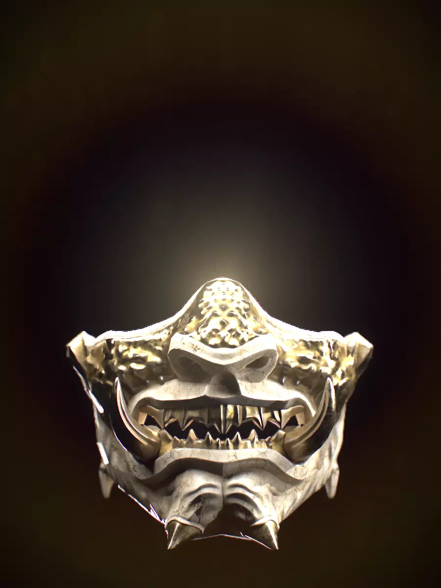 Samurai Mask Low-poly 3D model_0