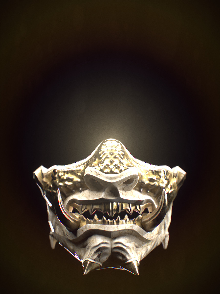 Samurai Mask Low-poly 3D model_1