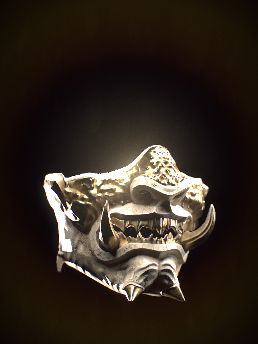 Samurai Mask Low-poly 3D model_2