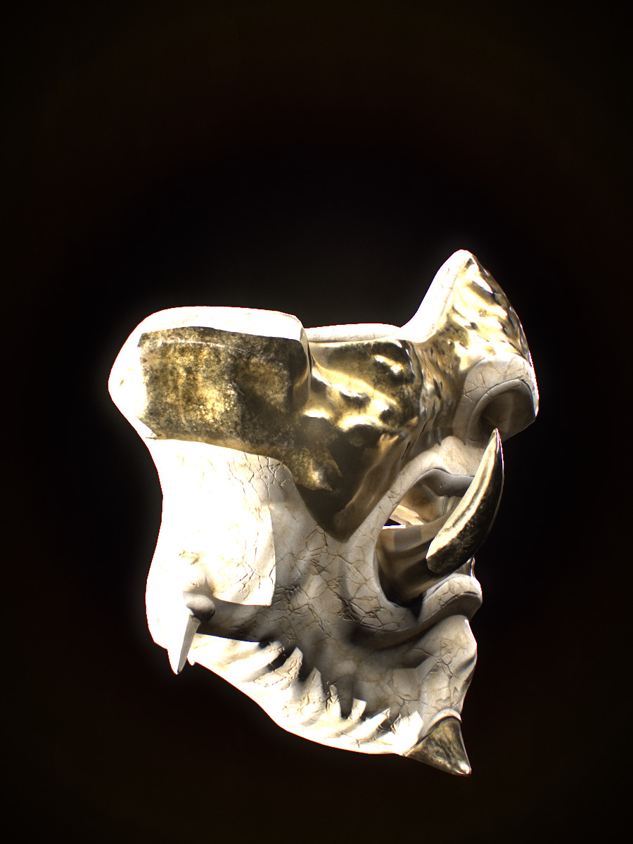 Samurai Mask Low-poly 3D model_5