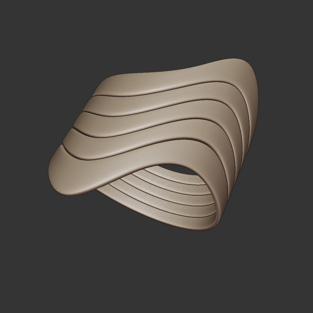 Wave Ring - Futuristic Layered Sculptural Jewelry 3D Print 65 3D print model_4