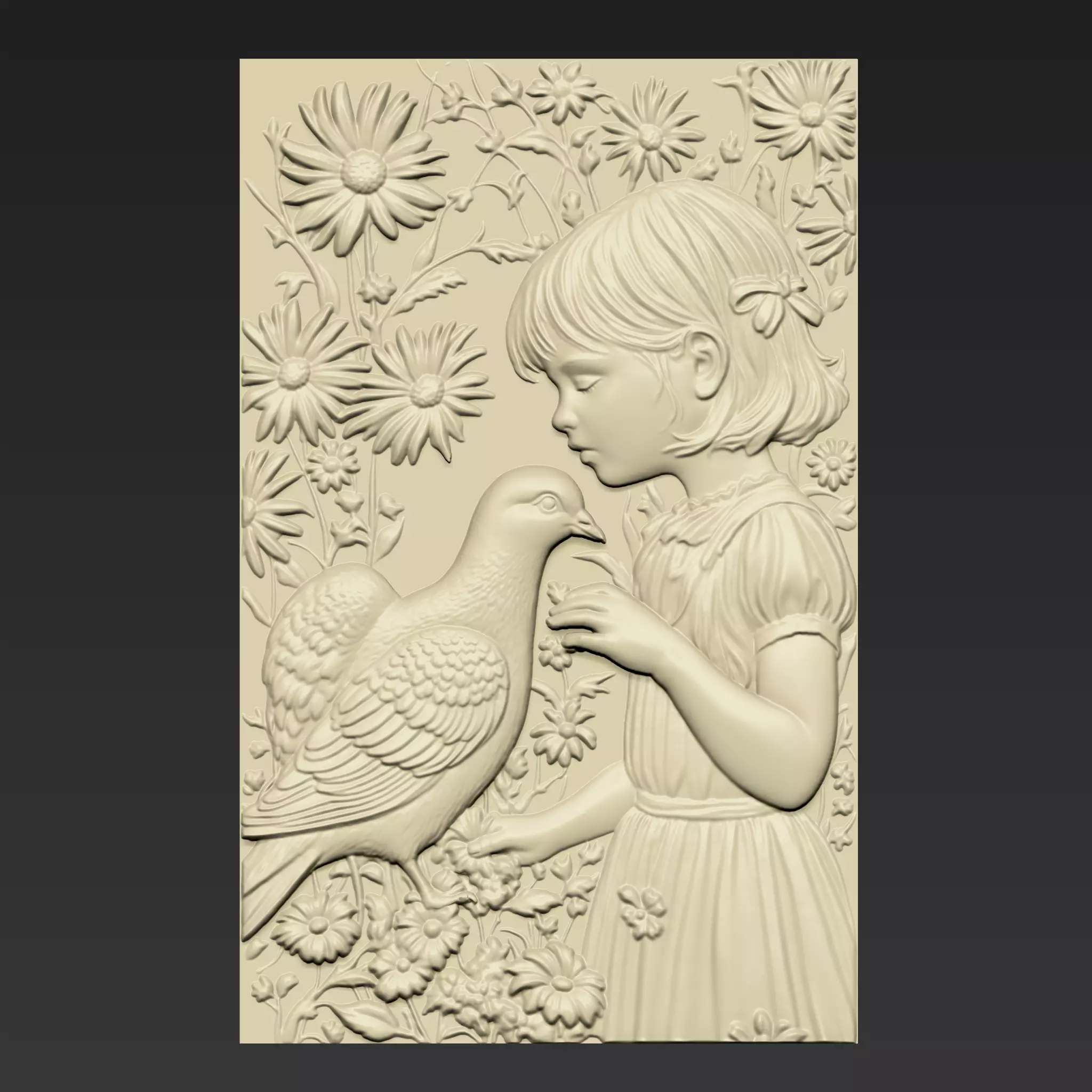 A Little Girl and Pigeon A62 3D print model