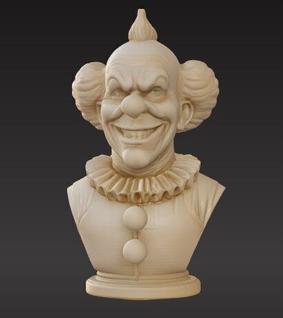 Dark Smile Creepy Clown Bust 3D print model_3