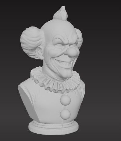 Dark Smile Creepy Clown Bust 3D print model_9