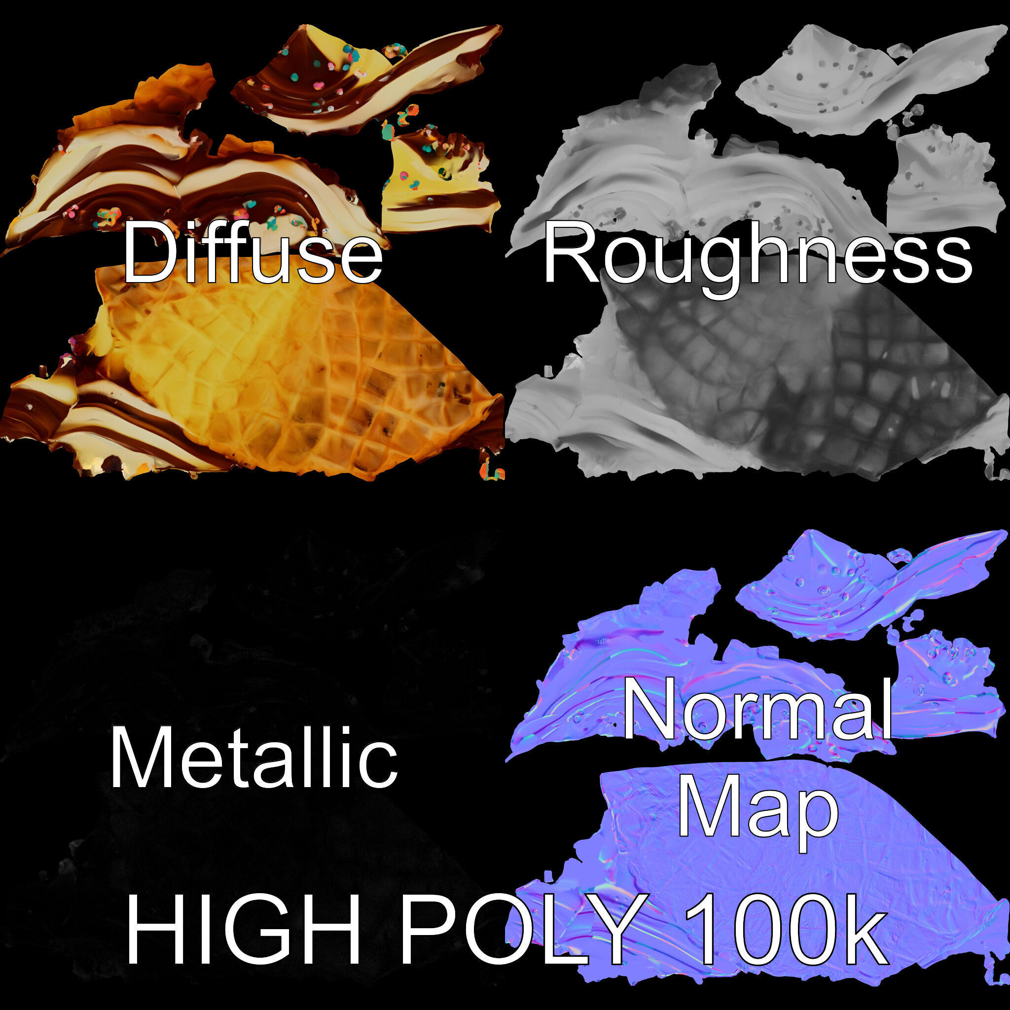 Ice Cream Cone Delight D Model Pack Low-poly 3D model_2