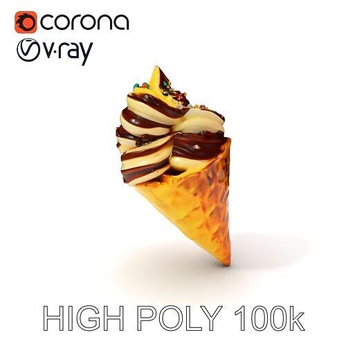 Ice Cream Cone Delight D Model Pack Low-poly 3D model