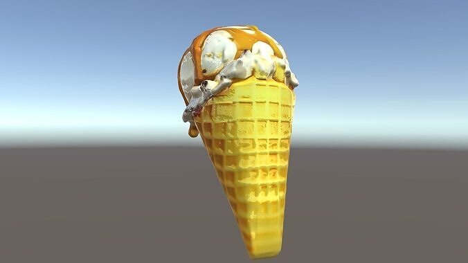 Ice Cream Cone with Caramel Drizzle D Model Pack Low-poly 3D model 5