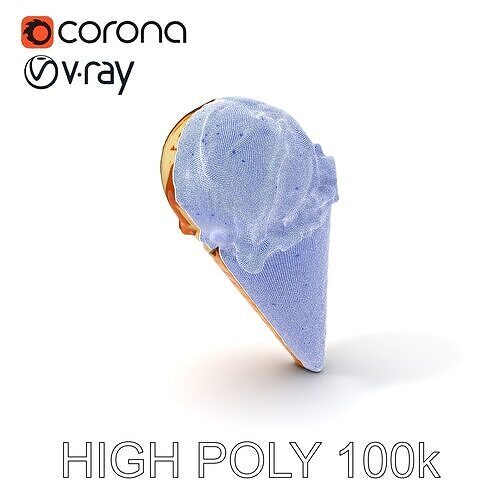 Ice Cream Cone with Caramel Drizzle D Model Pack Low-poly 3D model 3