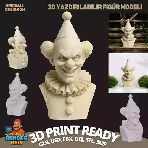 Frightful Fun  Pointy-Hatted Clown Bust