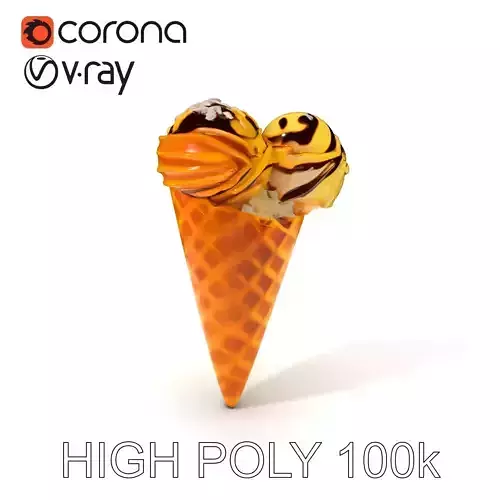 Realistic Ice Cream Cone with Toppings Model Pack Low-poly 3D model