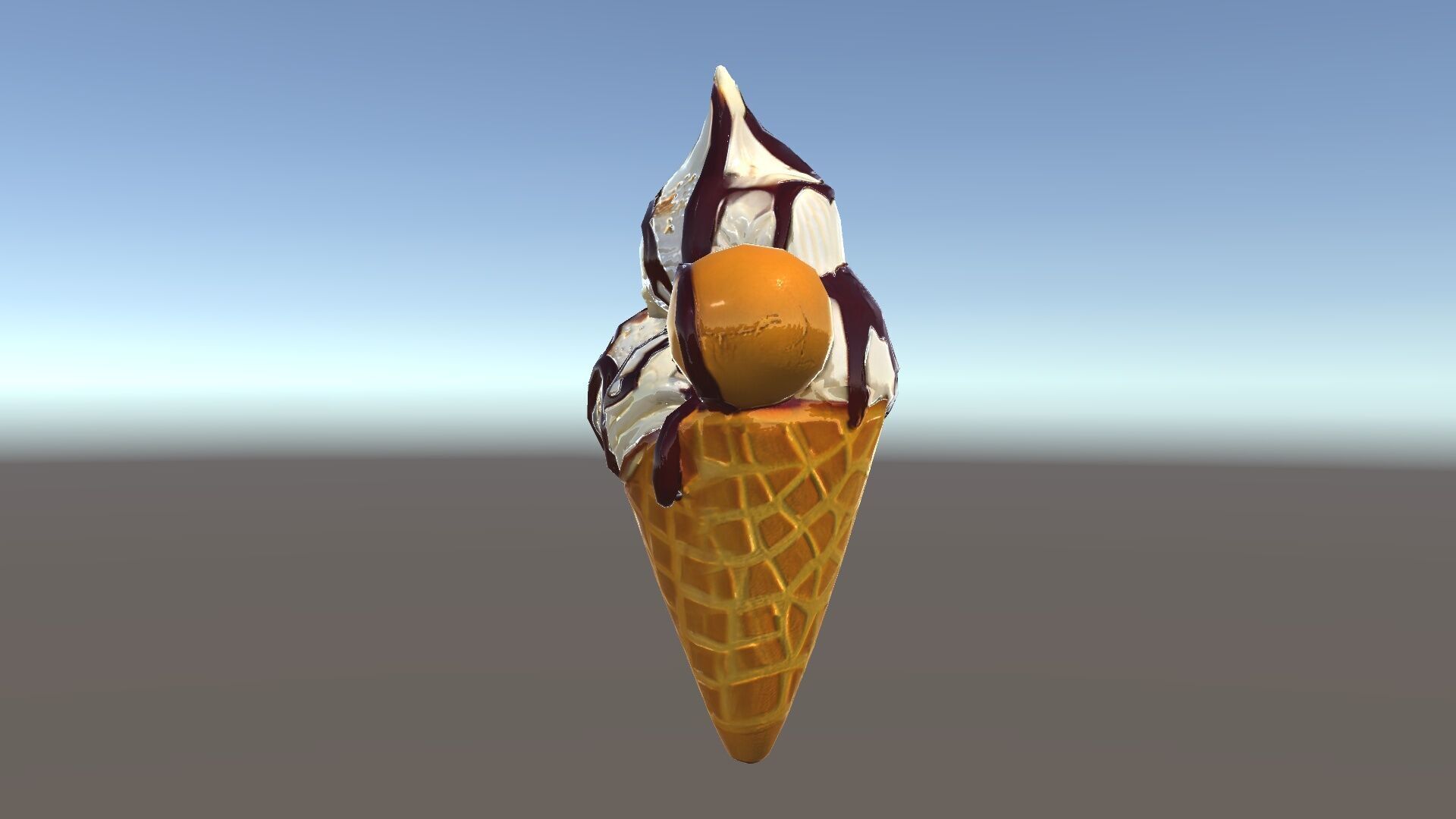 Triple Ice Cream Cone Model Pack with Drizzled Chocolate Low-poly 3D model_19