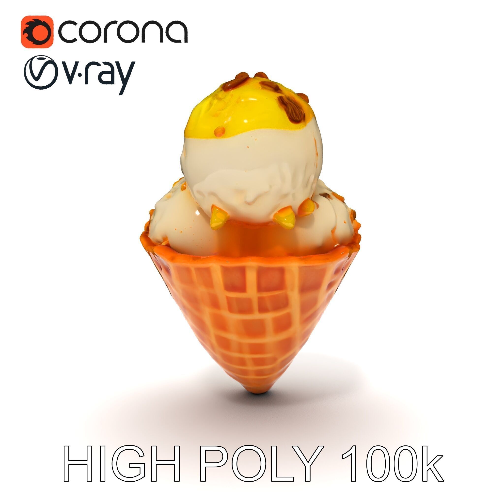 Ice Cream Cone with Sprinkles Model Pack Low-poly 3D model_20