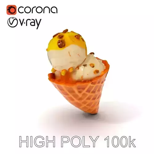 Ice Cream Cone with Sprinkles Model Pack Low-poly 3D model