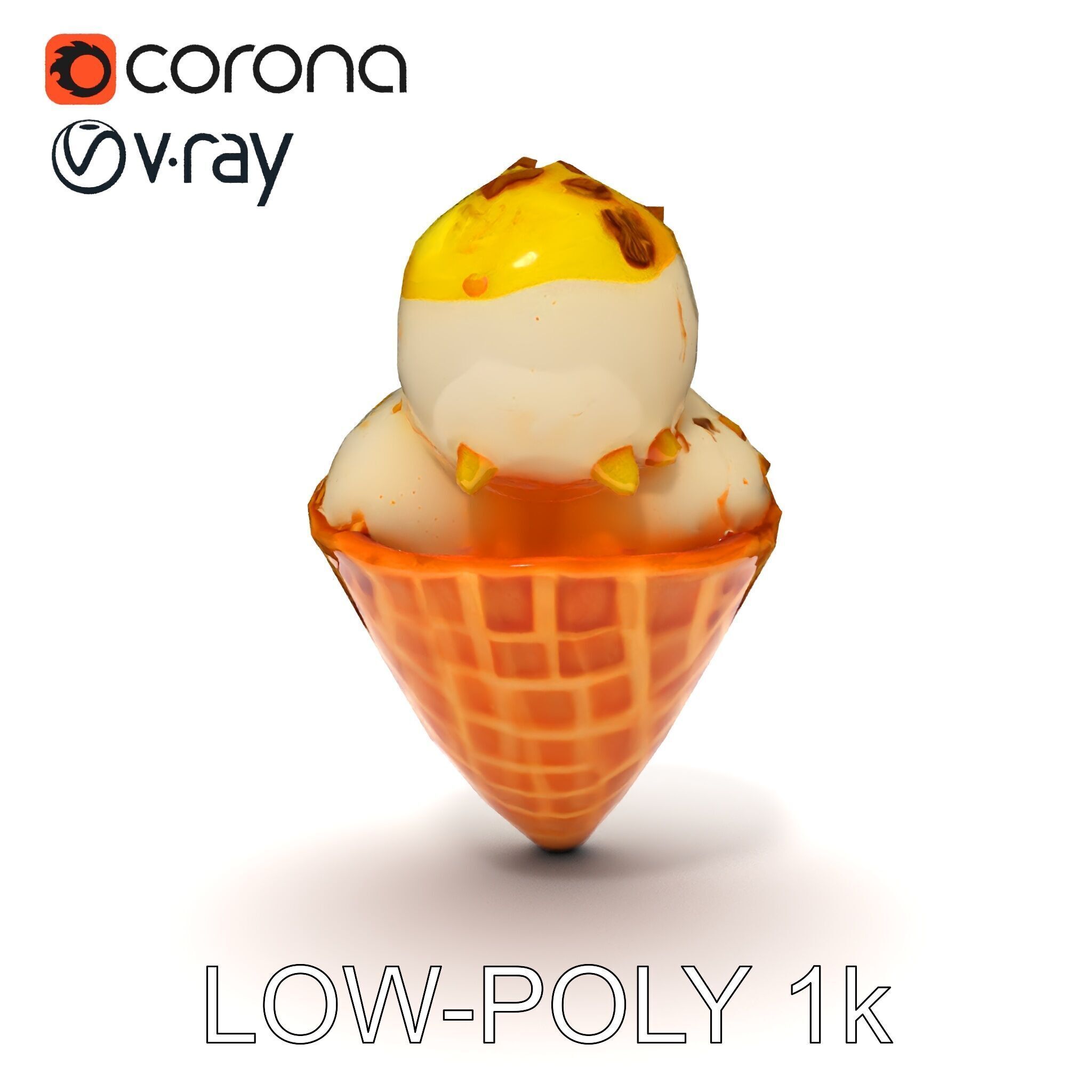 Ice Cream Cone with Sprinkles Model Pack Low-poly 3D model_27