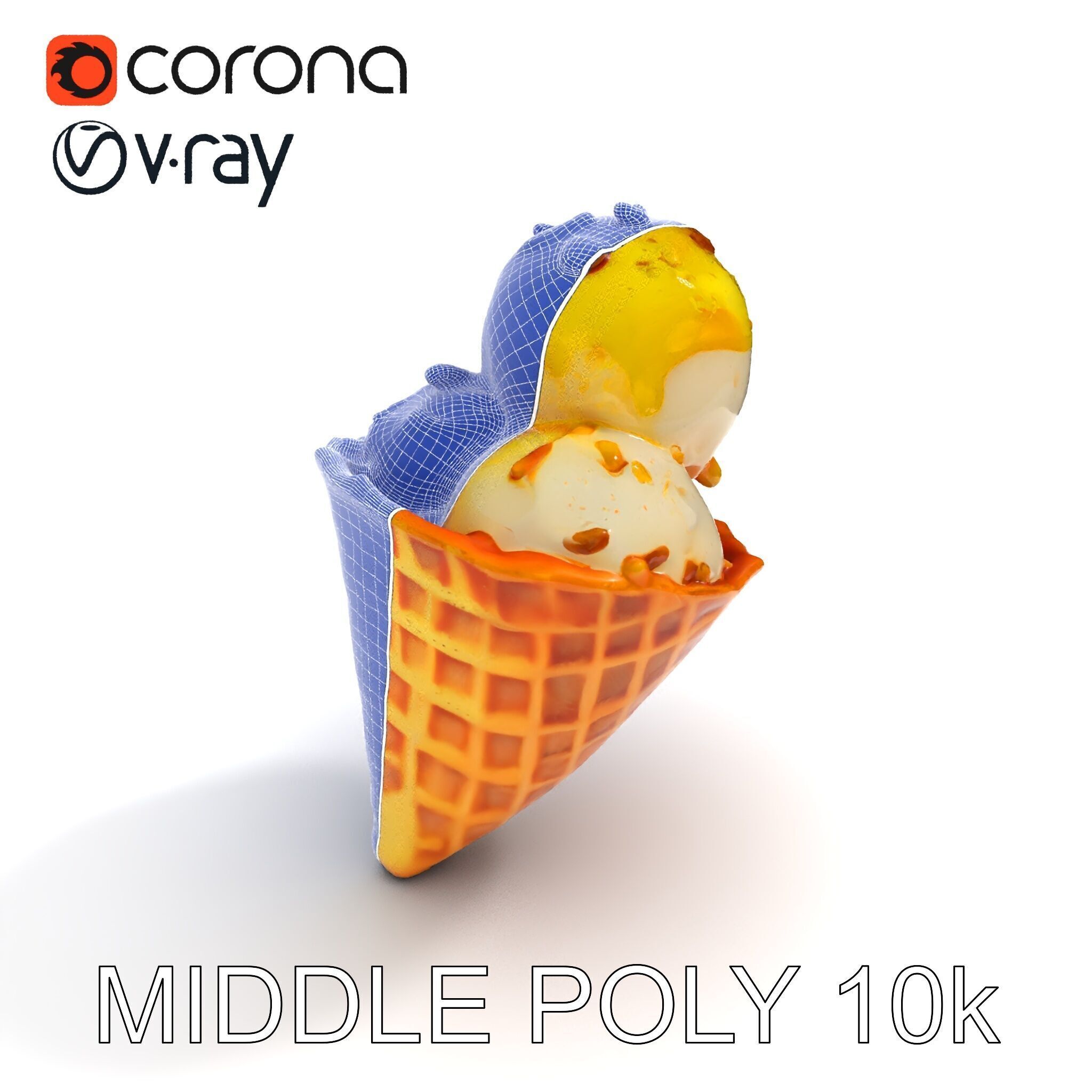 Ice Cream Cone with Sprinkles Model Pack Low-poly 3D model_18