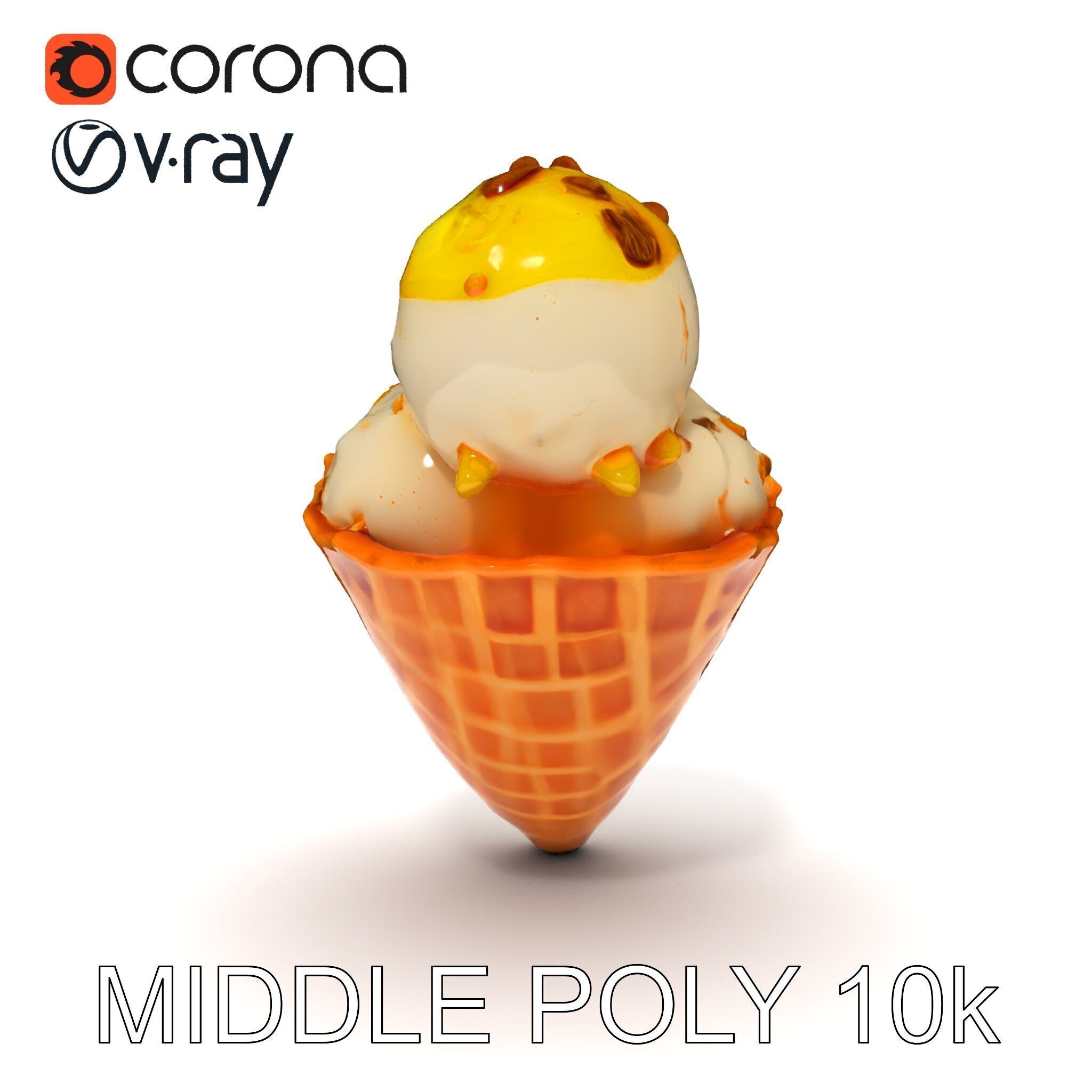 Ice Cream Cone with Sprinkles Model Pack Low-poly 3D model_12