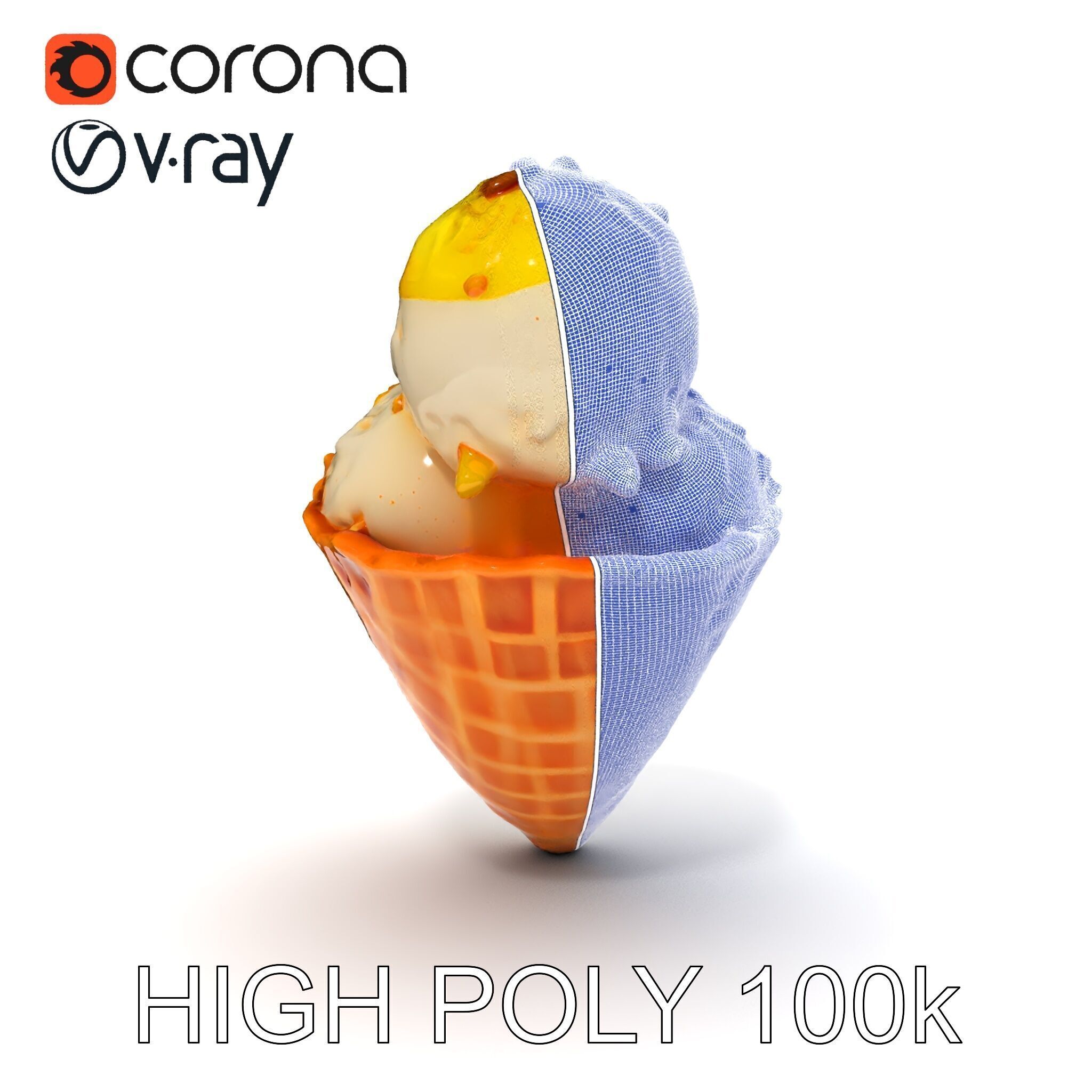 Ice Cream Cone with Sprinkles Model Pack Low-poly 3D model_11