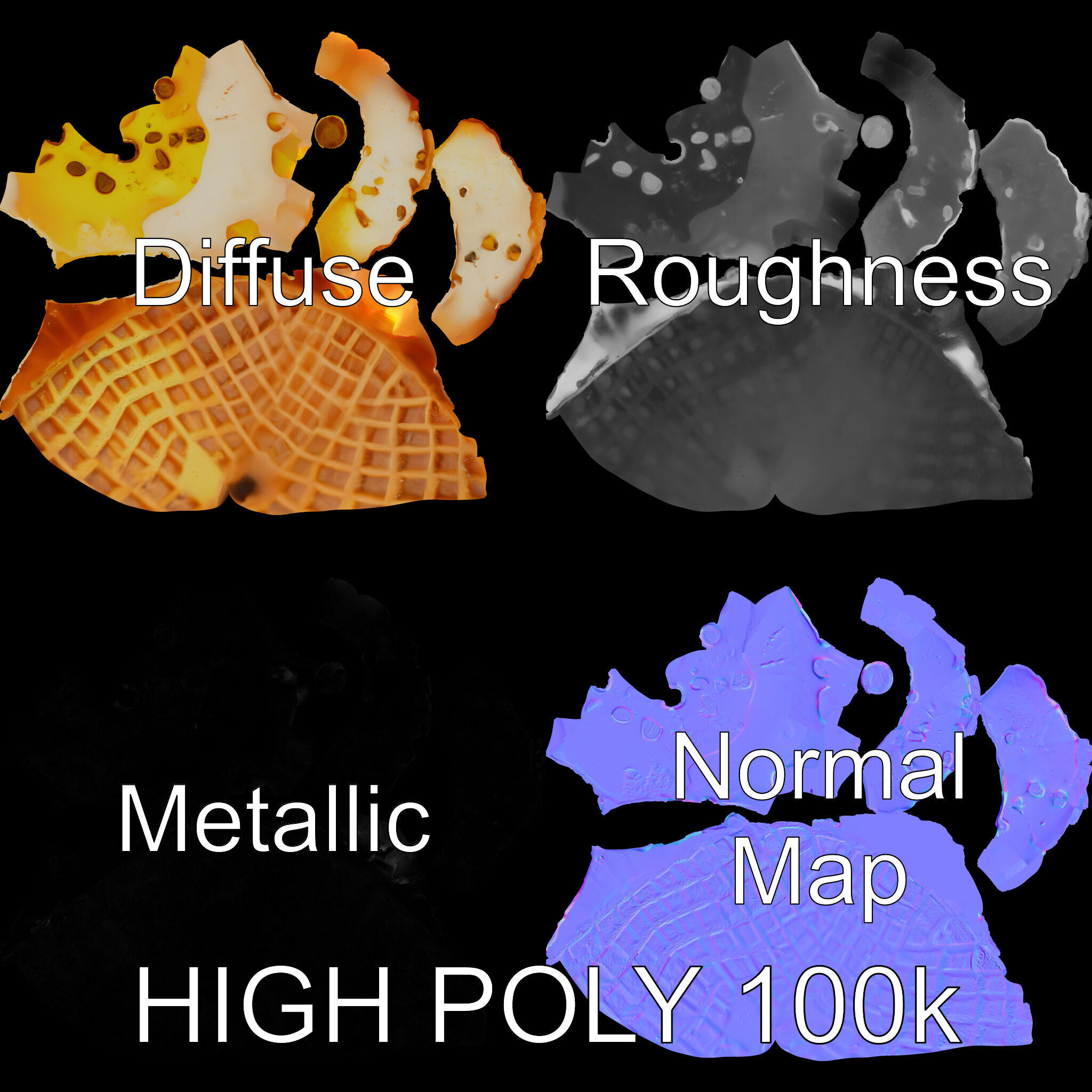 Ice Cream Cone with Sprinkles Model Pack Low-poly 3D model_2