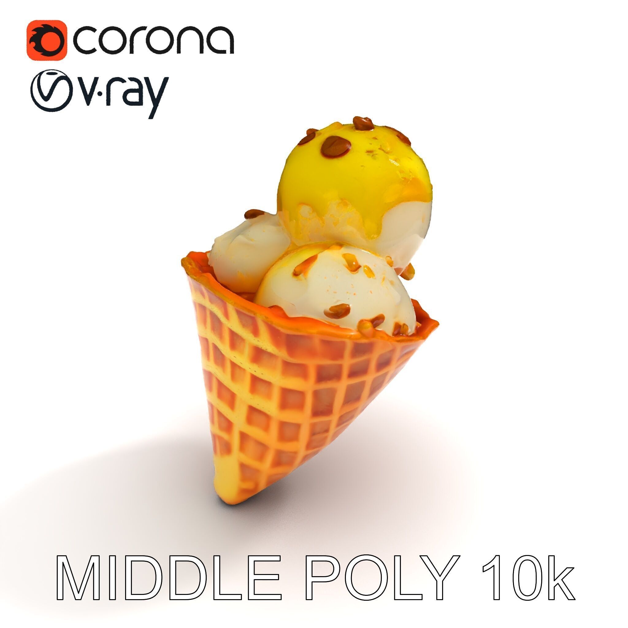 Ice Cream Cone with Sprinkles Model Pack Low-poly 3D model_29