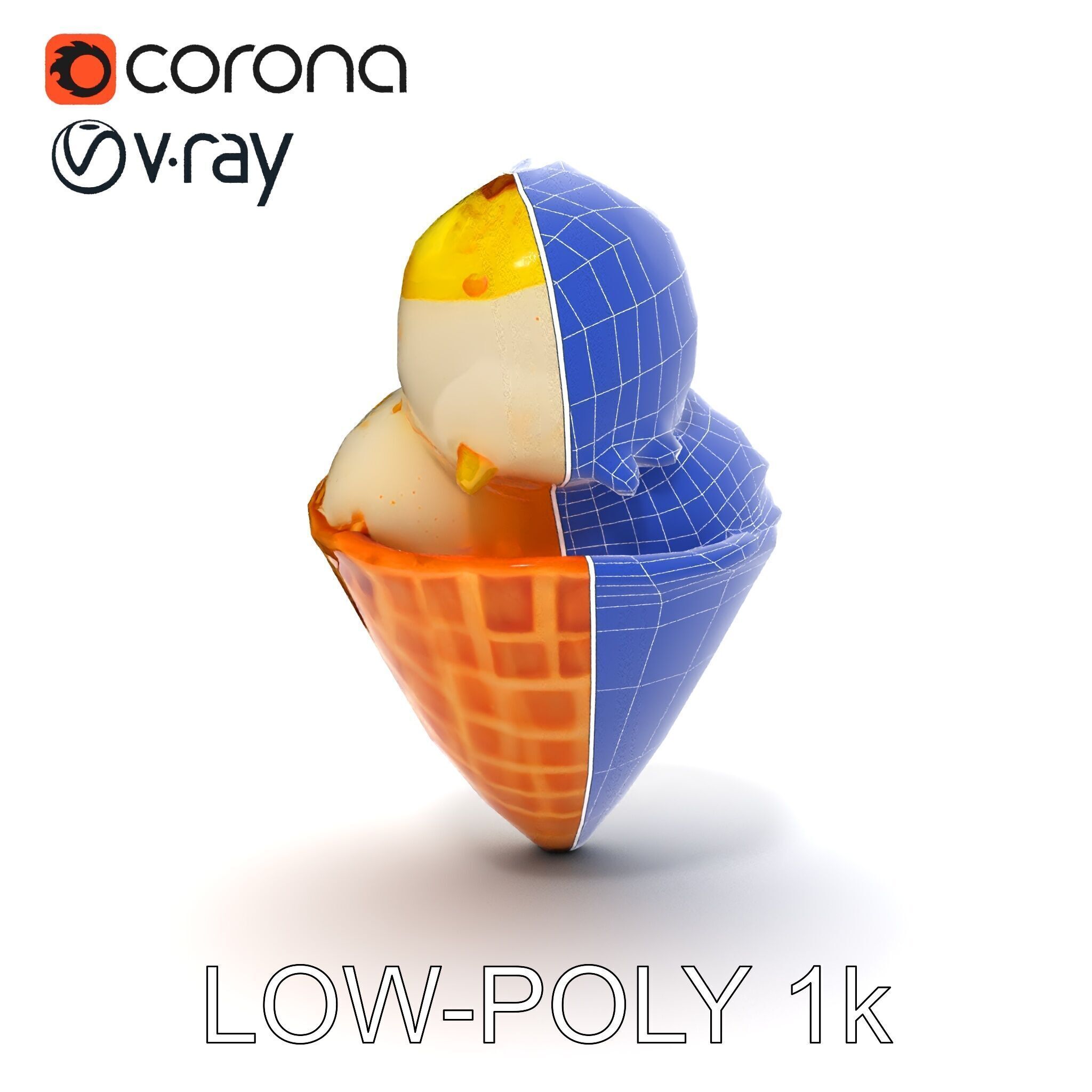 Ice Cream Cone with Sprinkles Model Pack Low-poly 3D model_35