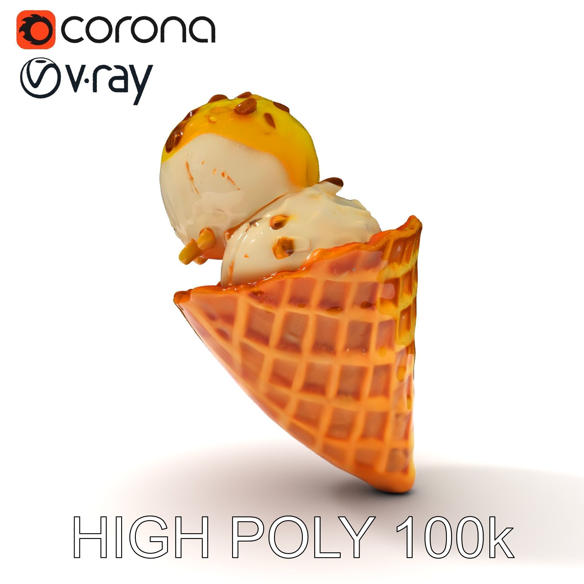 Ice Cream Cone with Sprinkles Model Pack Low-poly 3D model_31